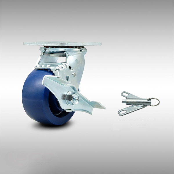 Service Caster 4 Inch SS Solid Poly Caster with Roller Bearing and Brake/Swivel Lock SCC SCC-SS30S420-SPUR-TLB-BSL - main